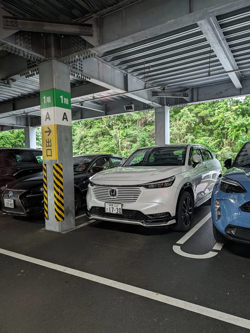 Honda HR-V parked in an underground lot in Japan.